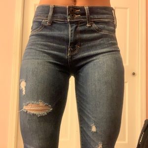 Abercrombie High Rise Ripped Jeans
